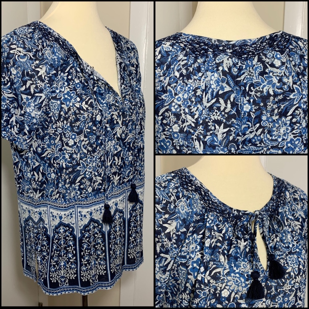 Lucky Brand Tie Collar Top - Picture 7 of 8